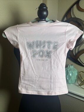 White Fox Boutique Light Pink Short Sleeve Logo Tee